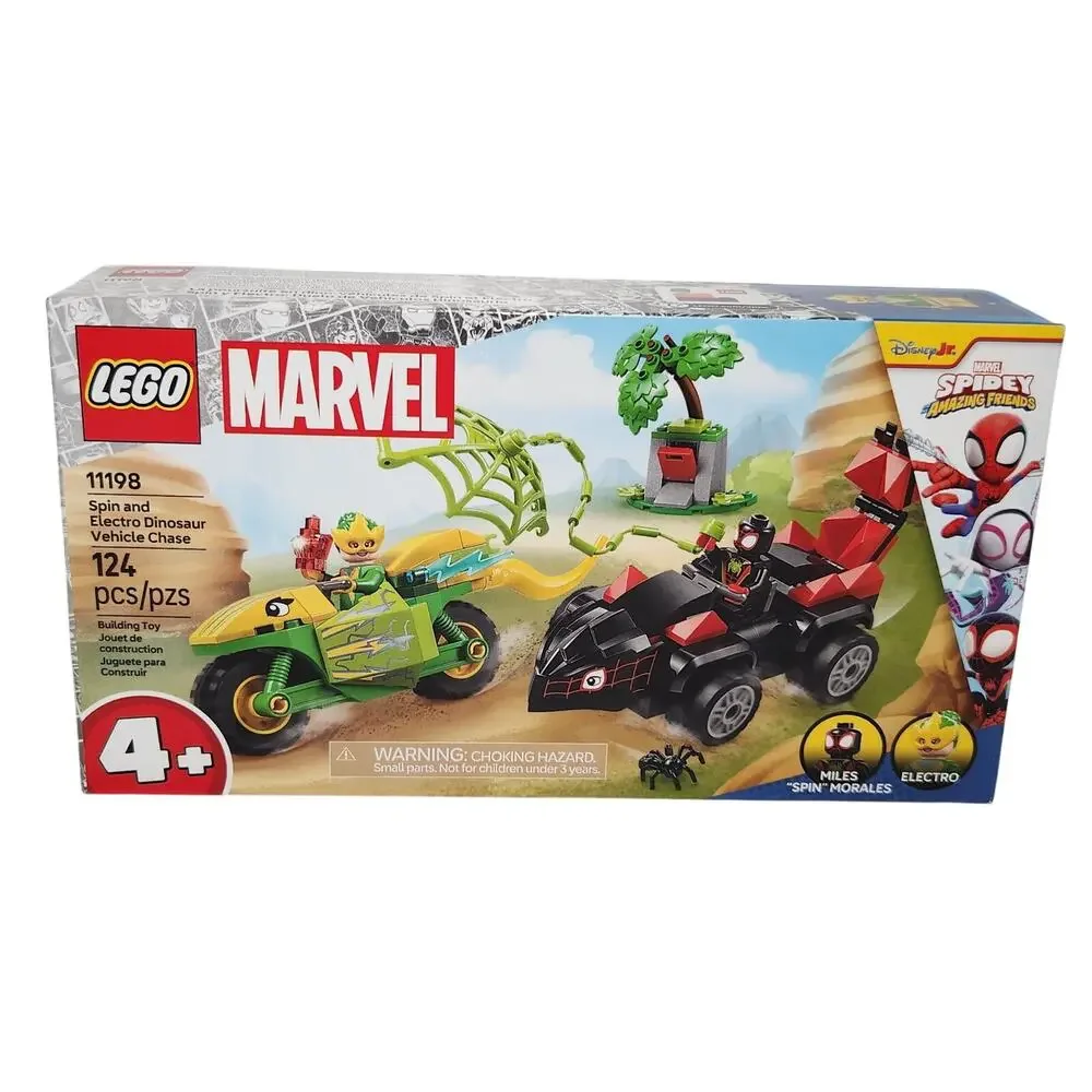 Lego Marvel 11198 Spin And Electro Dinosaur Vehicle Chase 124 Pcs 2025 Brand New